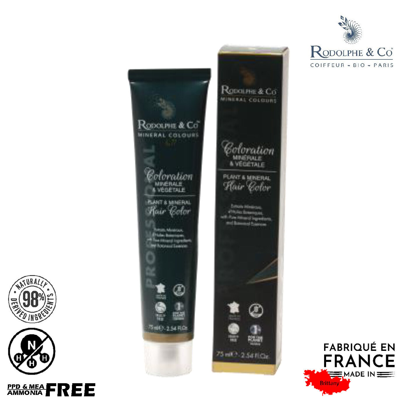 PPD Free &amp; Ammonia Free/ 98% Natural / Minerals Permanent hair color for Salon Use 不含胺及苯二胺 /天然礦物永久染膏系列 (法國製造)