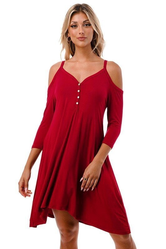 Burgundy Dress With Open Shoulders