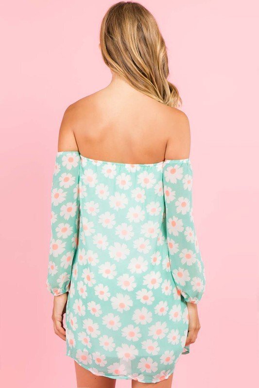 Mint Green Off Shoulders Dress