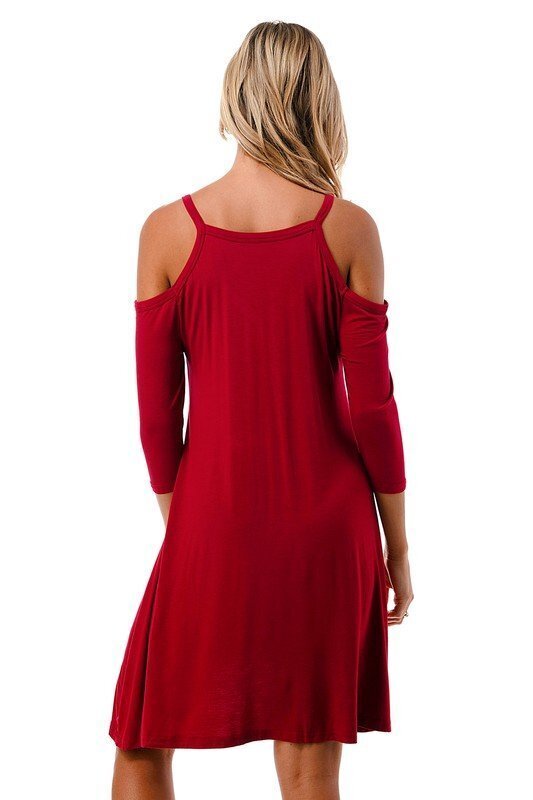 Burgundy Dress With Open Shoulders