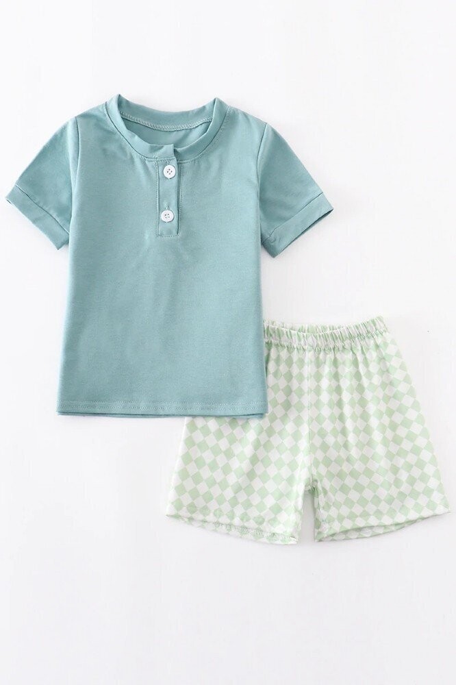 Evergreen Check Boy Short set