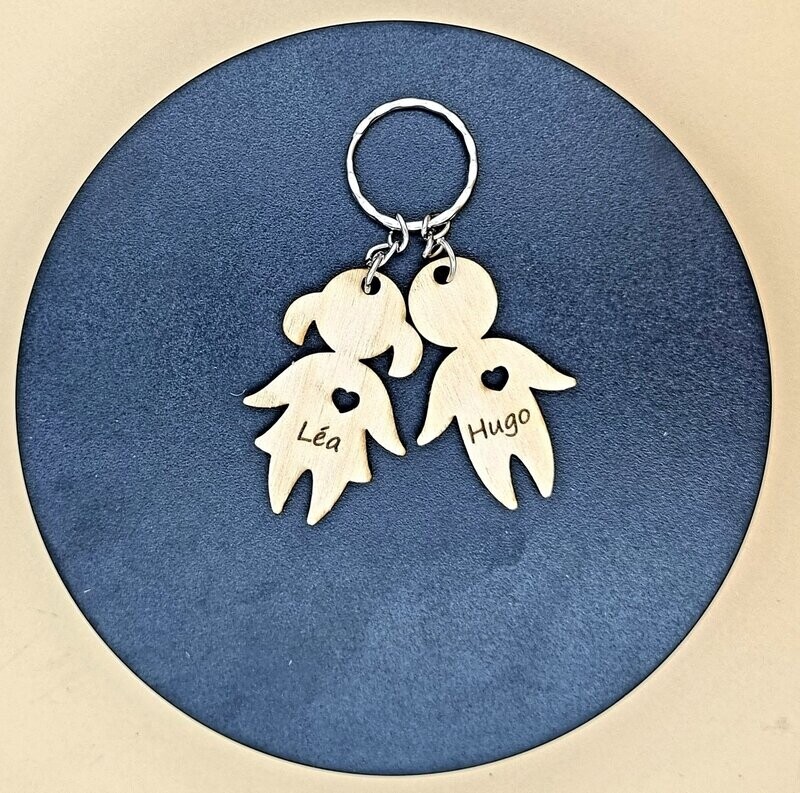 Porte-Clés Familial Personnalisé avec Personnages Enfants