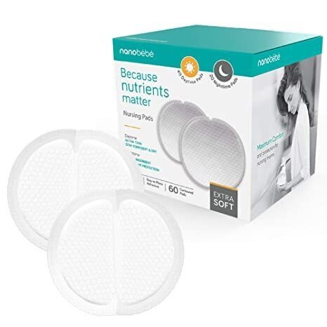 Nanobébé Almohadillas desechables de lactancia – 40 días y 20 noches Ultra delgadas y extra absorbentes ventiladas a prueba de fugas esenciales de enfermería, envueltas individualmente (60 unidades). Nanobébé Almohadillas desechables de lactancia – 40 días y 20 noches Ultra delgadas y extra absorbentes ventiladas a prueba de fugas esenciales de enfermería, envueltas individualmente (60 unidades).