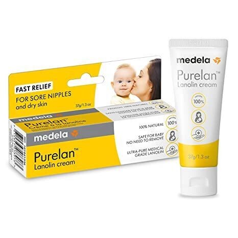 Medela Crema de pezón de lanolina para lactancia materna, 100% natural de un solo ingrediente, nuevo Purelan, 1.3 onzas