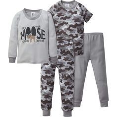 Pijama de algodón de ajuste ceñido de camuflaje para bebés y niños pequeños de 4, piezas 12 MESES