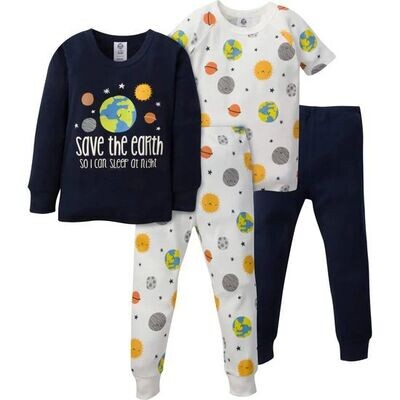 Pijama de algodón Earth Snug Fit de 4 piezas para bebés y niños pequeños.
12 MESES
