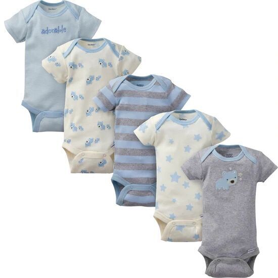 Pack de 5 bodis orgánicos de manga corta de oso para bebé niño Onesies®
RECIÉN NACIDO