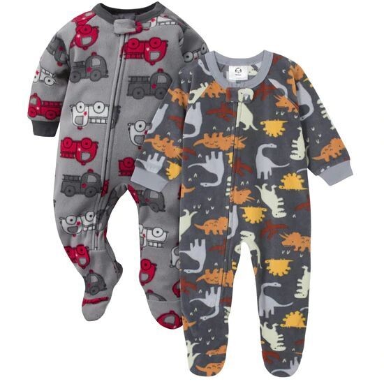 Gerber® Paquete de 2 Pijamas de Forro Polar con Camiones y Dinos para Bebé Niño 3-6M