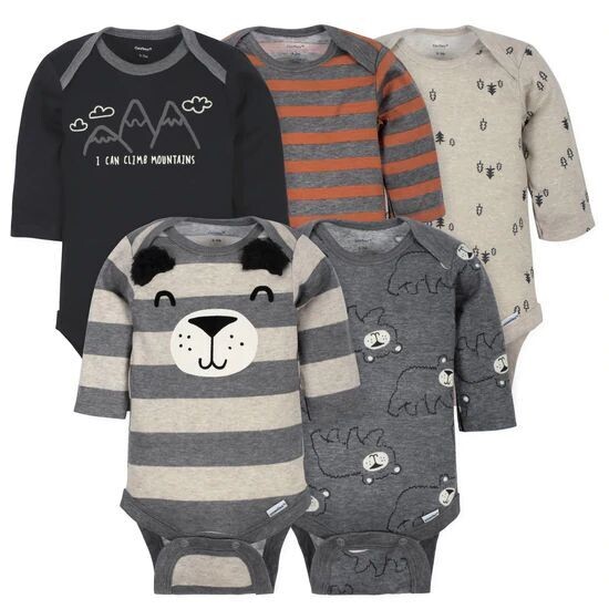 Pack de 5 bodys de manga larga de oso para bebé niño Onesies® 3-6M