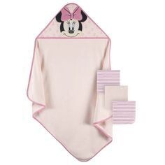 Juego de 4 toallas y toallitas con capucha de Disney Baby Minnie.