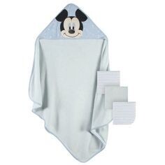 Juego de 4 toallas y toallitas con capucha de Disney Baby Mickey.