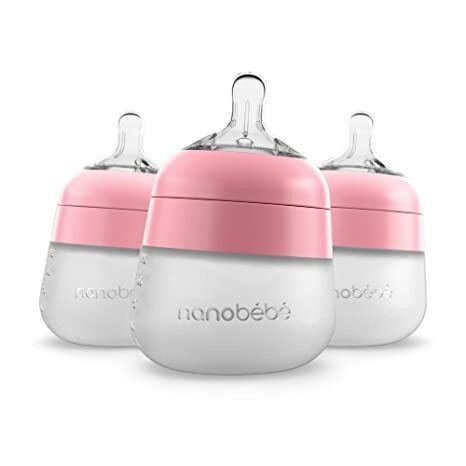 Nanobébé - Biberón de silicona flexible para bebé, anticólico, sensación natural, pezón que no se pliega, base estable sin puntas, fácil de limpiar, paquete de 3, rosa, 5 onzas. Nanobébé - Biberón de silicona flexible para bebé, anticólico, sensación natural, pezón que no se pliega, base estable sin puntas, fácil de limpiar, paquete de 3, rosa, 5 onzas.