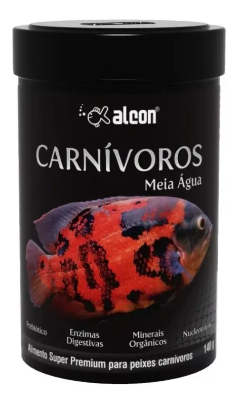 Alimento super premium para peces carnívoros oscar y otros Alcon Carnivoros Meia Agua 140g