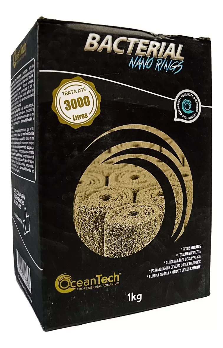 Nano Rings Medio Biológico Bacteriano 1kg - Ocean Tech  Trata: 3000 litros