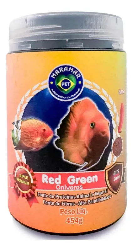 Alimento para peces Omnívoro Maramar Rojo Verde 454g Trozos 2mm