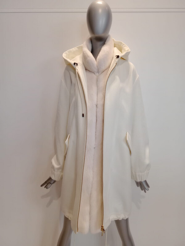 Fabric Parka with Mink