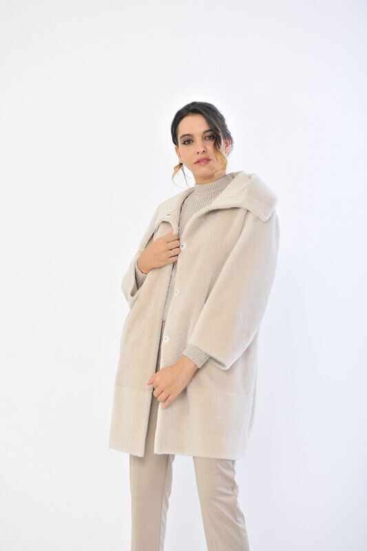 Reversible Shearling Coat - Cream
