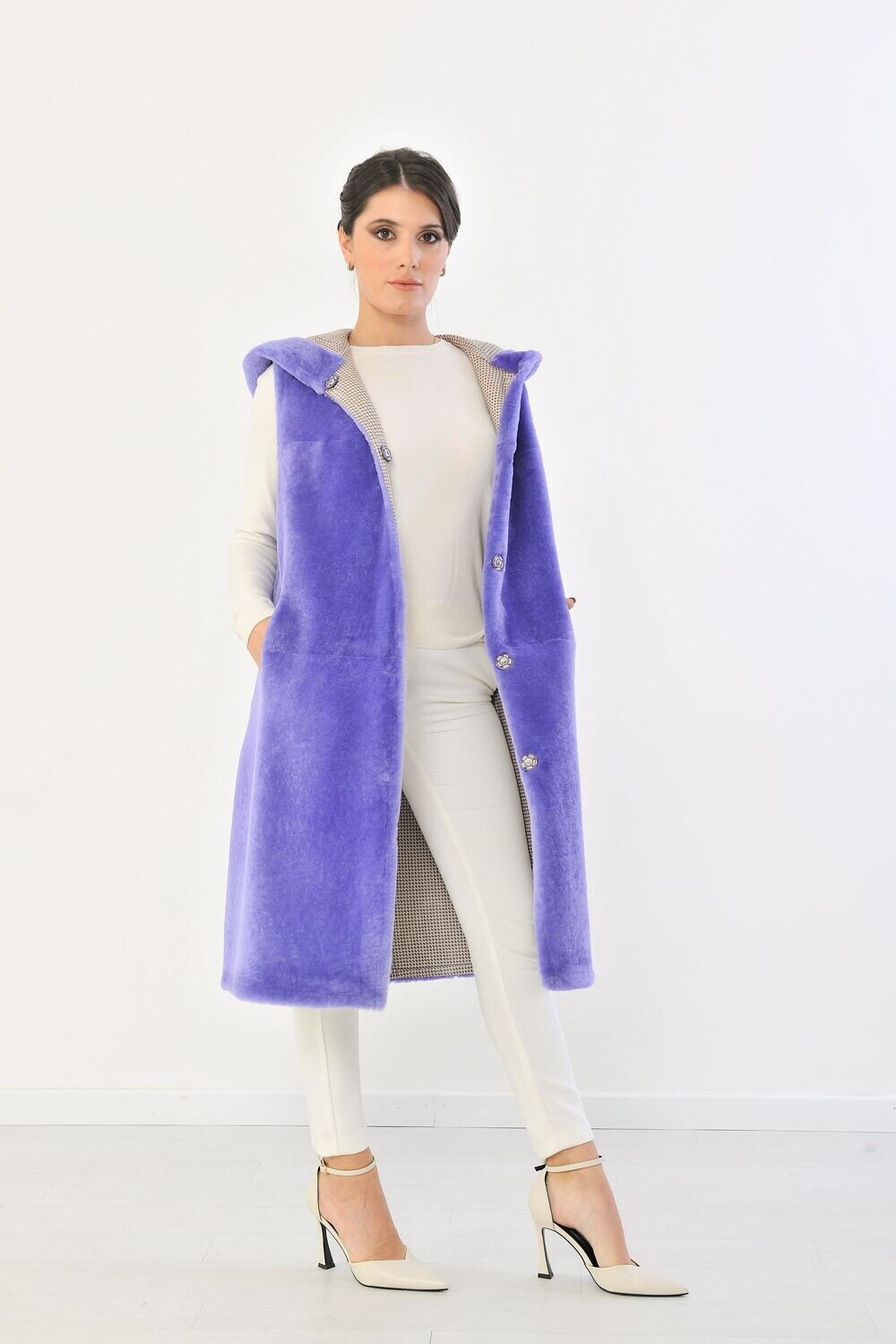 Reversible Shearling Gilet - Lilac