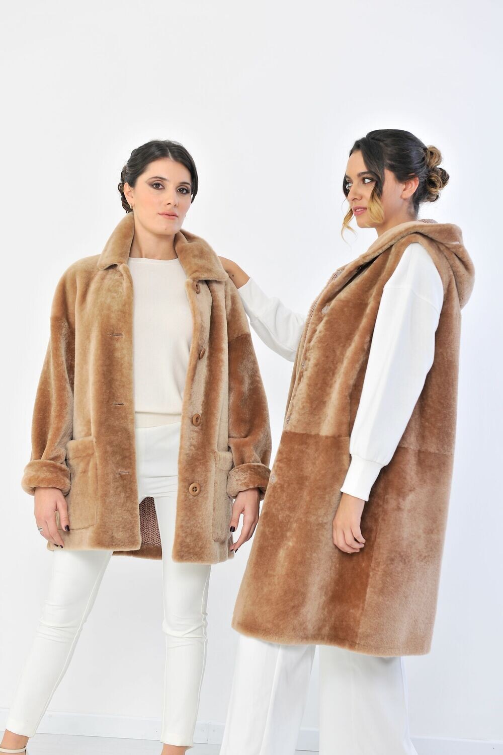 Reversible Shearling Jacket - Camel