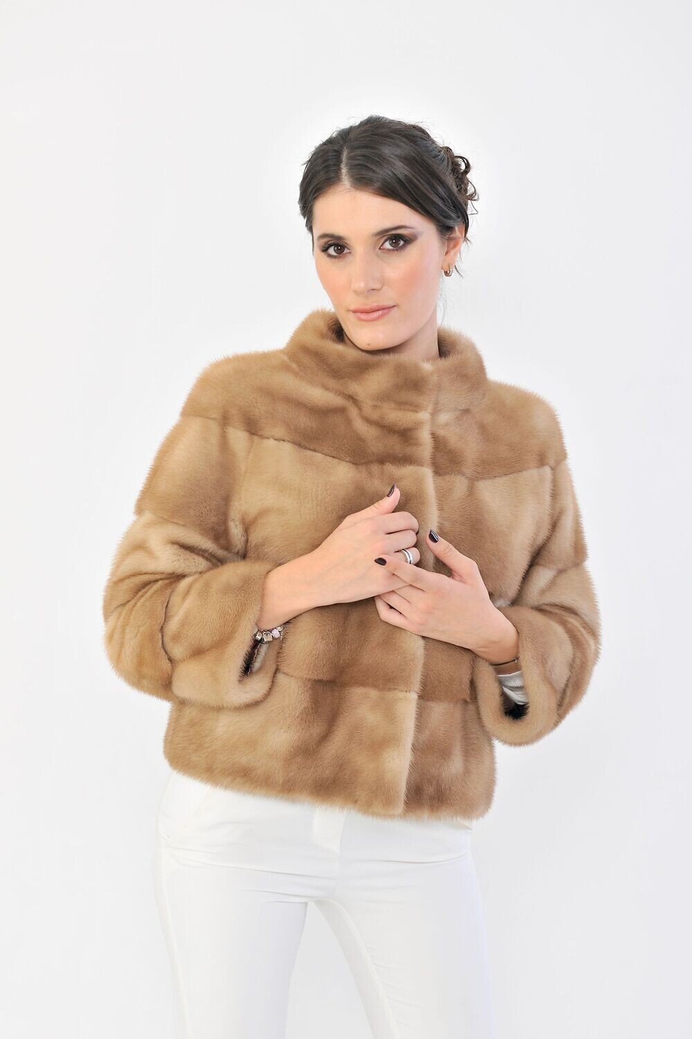 Mink Jacket with 3/4 Sleeves - Red Glow