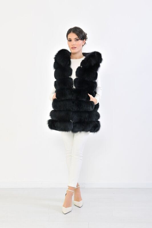 Fox Gilet with Hood - Black