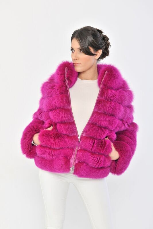 Fox Jacket with Stand Collar - Cyclamen