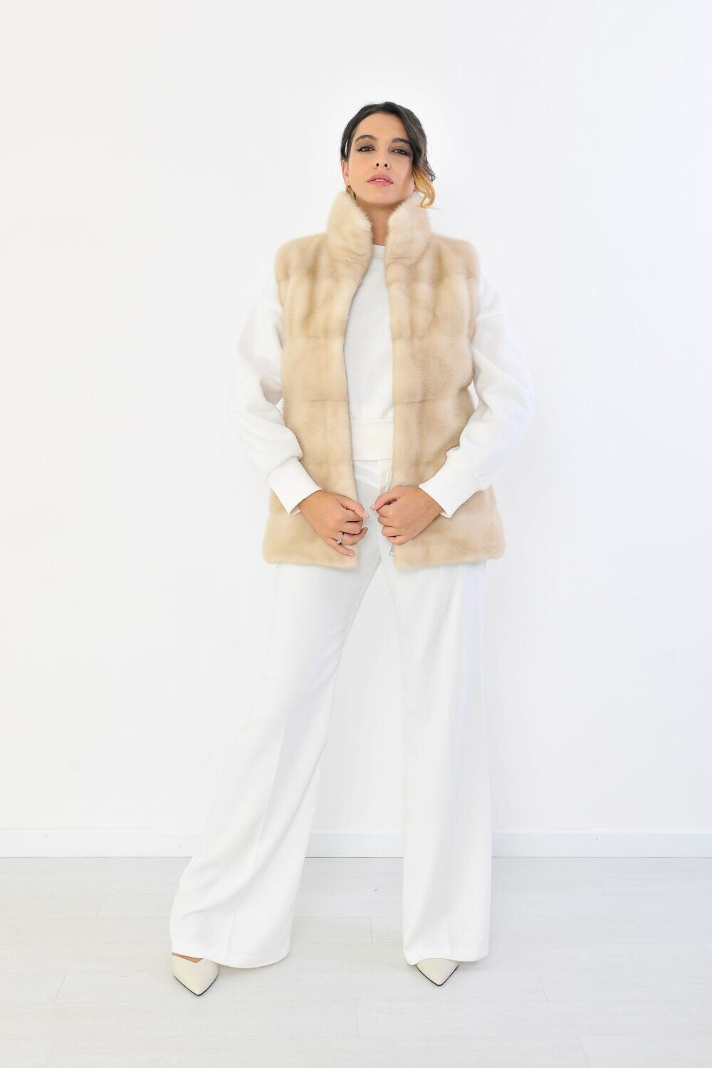 Gilet in visone color palomino