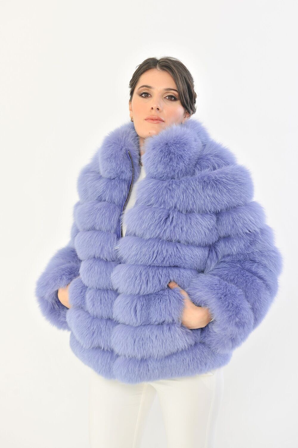 Fox Jacket with Stand Collar - Lilac