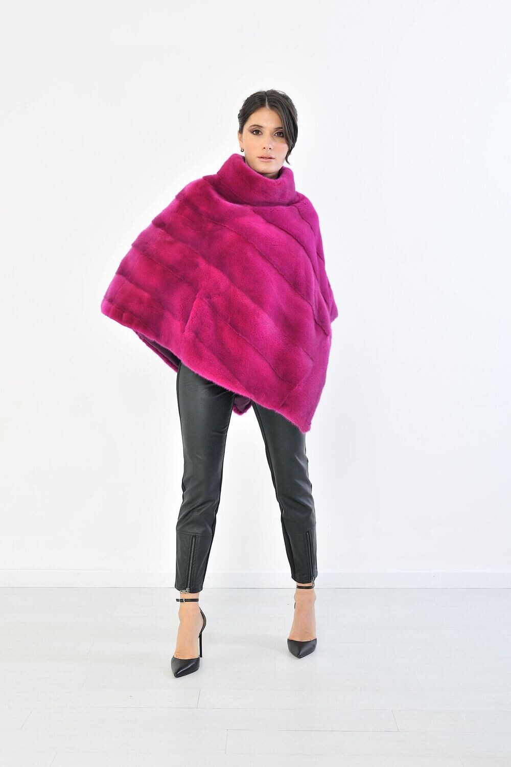 Poncho visone asimmetrico - Bouganville