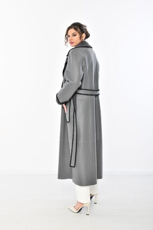 Cappotto lungo in montone sheraling - Grigio Cappotto lungo in montone sheraling - Grigio