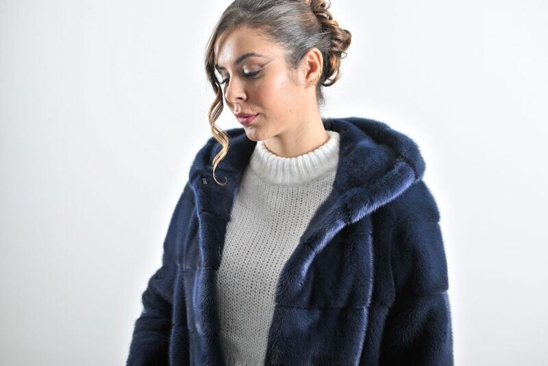 Giacca visone blu