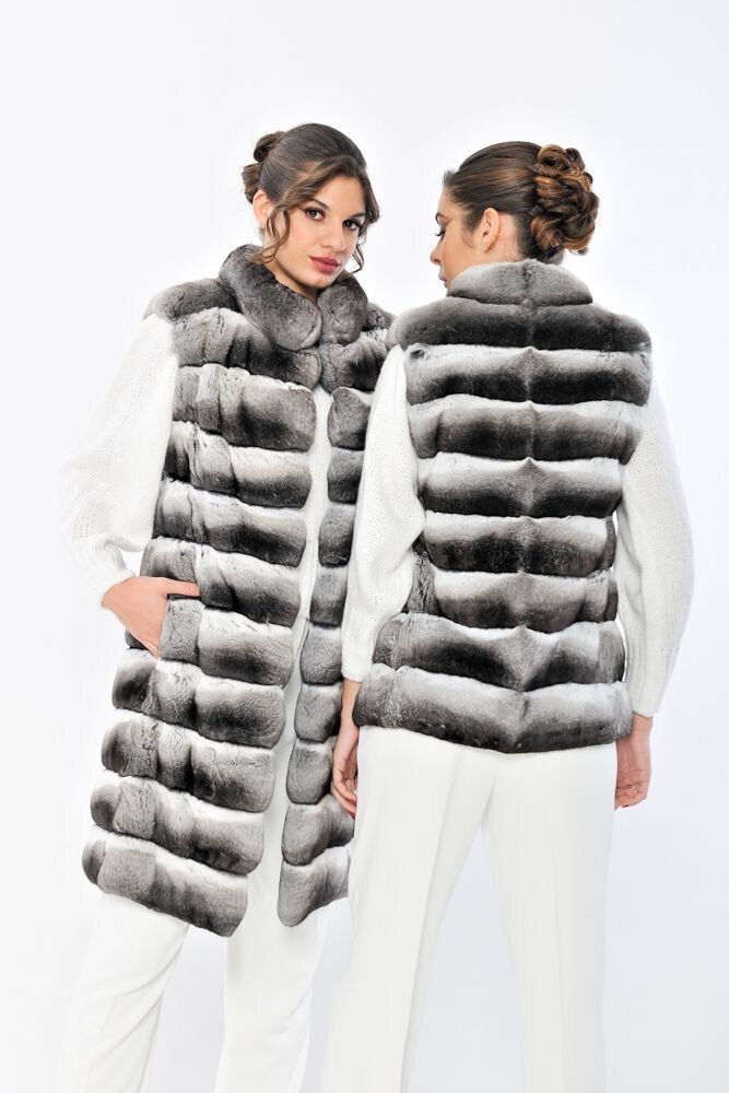 Gilet lungo in chinchilla