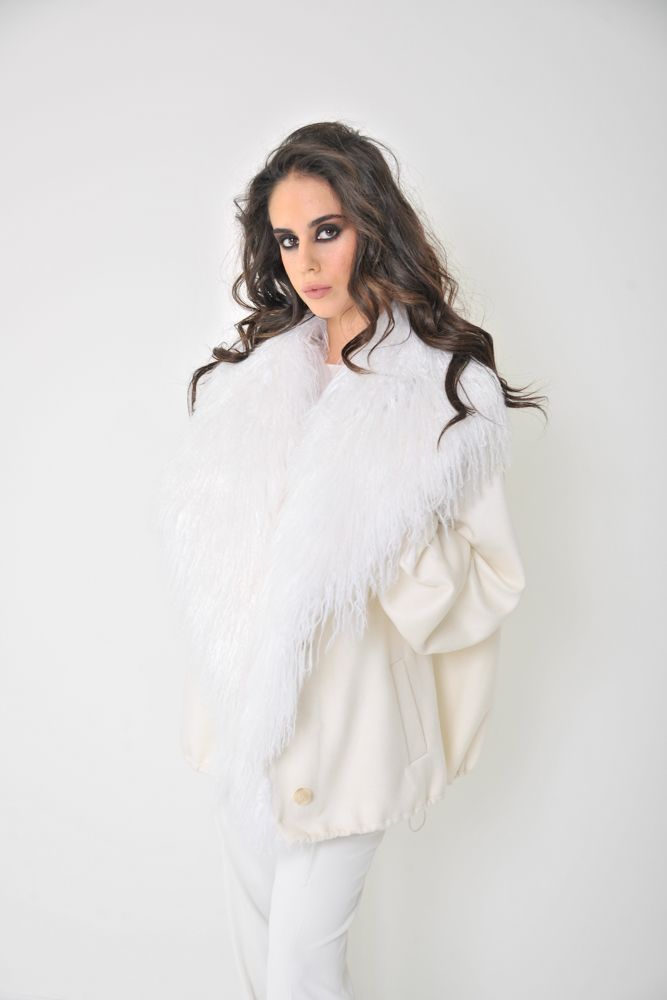 Giacca in Cashmere con collo mongolia