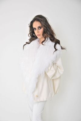 Cashmere Jacket with Mongolia Collar Cashmere Jacket with Mongolia Collar