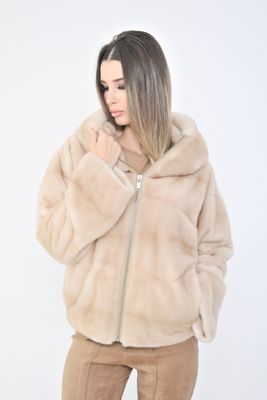 Mink blouson with hood
