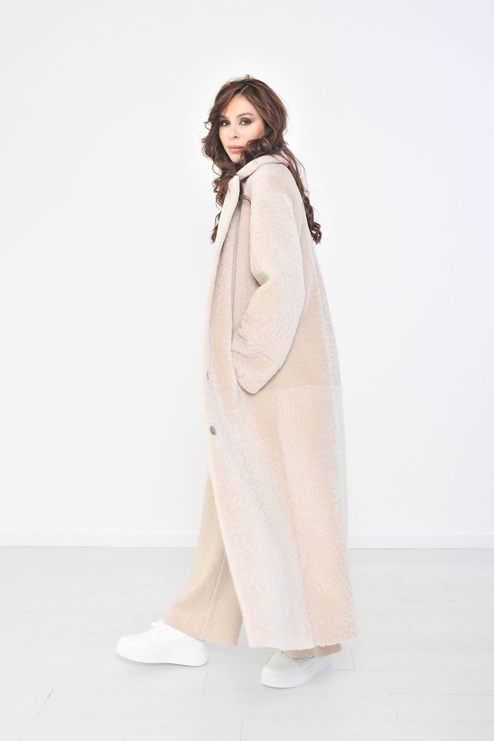 Cappotto montone shearling collo revers