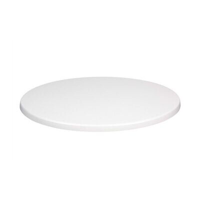 2 x Tablero de mesa Werzalit-SM, BLANCO 01, 70 cms de diámetro.