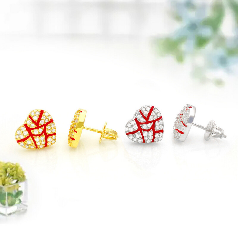 Heart Stud Earrings 925 Sterling Silver Earrings