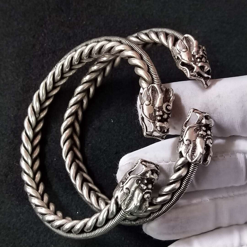 Faucet twisted wire bracelet men&#39;s Tibetan silver