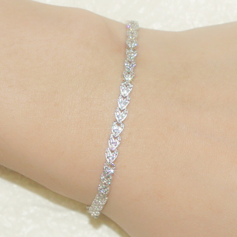 Female s925 sterling silver bracelet female crystal diamond