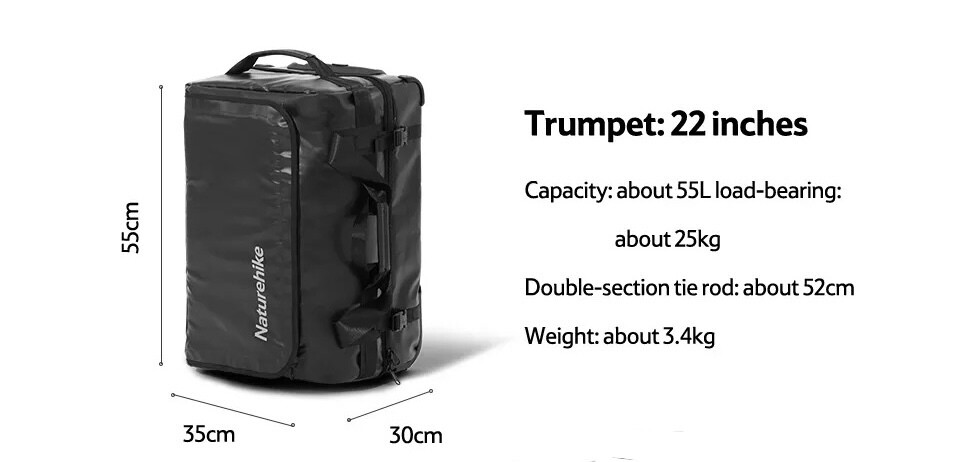 Naturehike Trolley Bag, Size: SMALL 22 INCH (55 Liter)