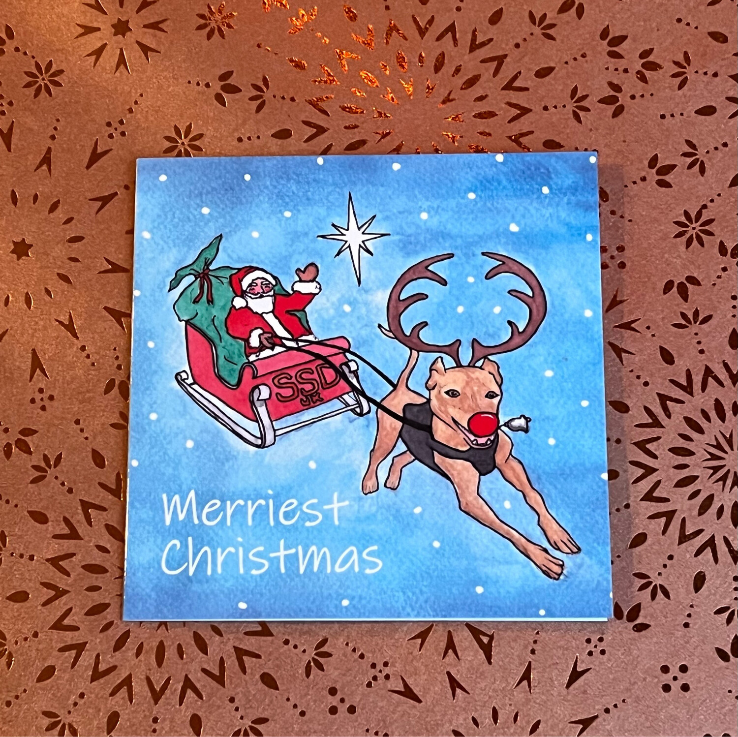 'Rico The Red Nosed Reindeer' Christmas Cards. Buy one, get one free!