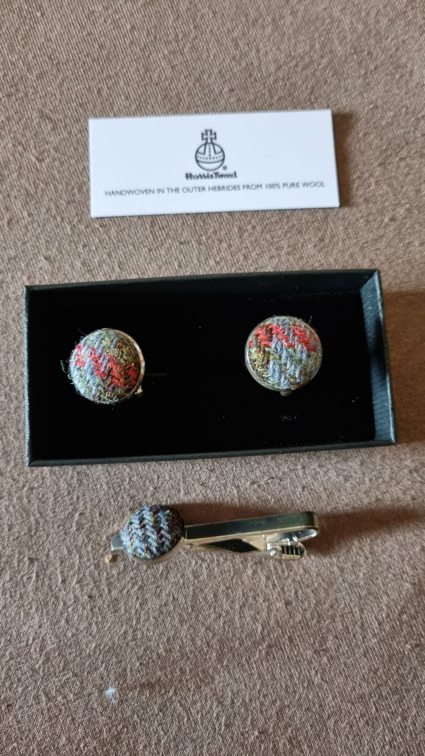 Genuine Harris Tweed Cufflinks and Tie Clip Genuine Harris Tweed Cufflinks and Tie Clip