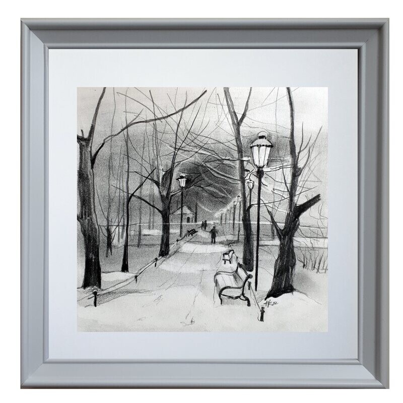 &quot;Krakau im Winter“ original Bleistiftzeichnung.