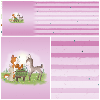 Baumwolljersey Panel Tiere pink