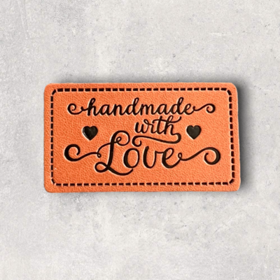 Kunstlederlabel handmade with Love 4.5x2.5 cm