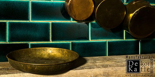 Metro - ręcznie robione kafle ceramiczne, dekor-kafle , zielone, kiwi