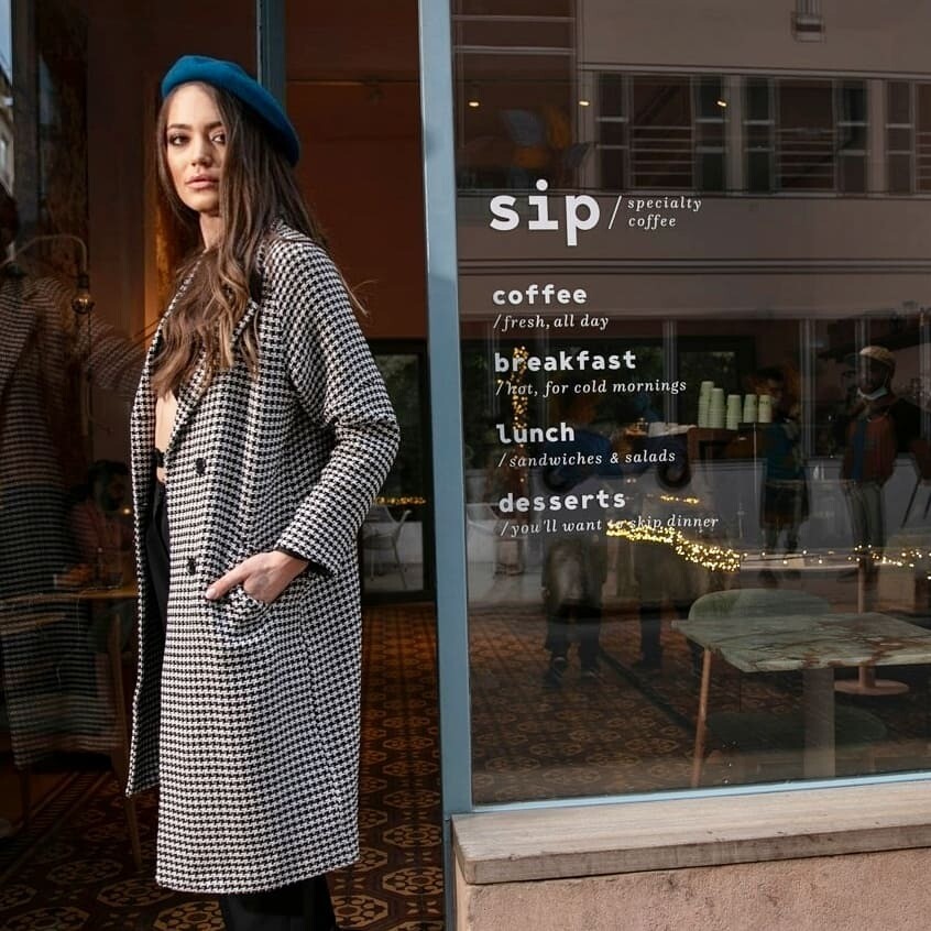 &quot;Chiara&quot; hound&#39;s-tooth Coat