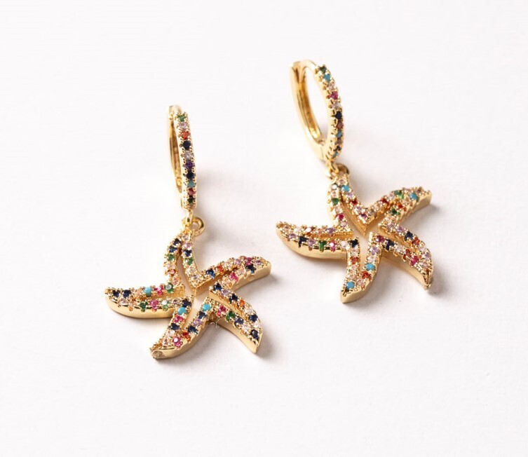 "Sea Star" Gold plated Hoops