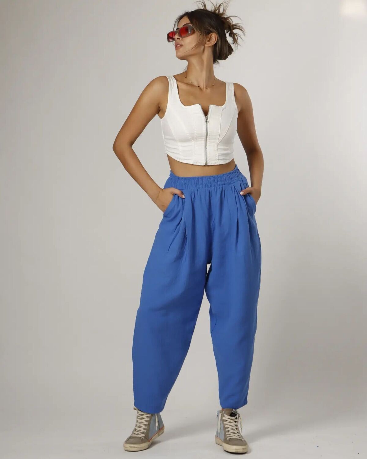 &quot;Breezy Linen&quot; Trouser, Size: S, Color: Blue